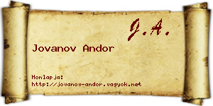 Jovanov Andor névjegykártya